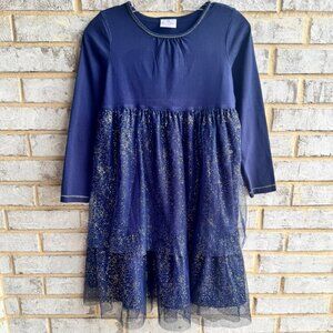 Hanna Andersson Long Sleeve Layered  Golden Sparkle Dress Girls Size 150cm (12)